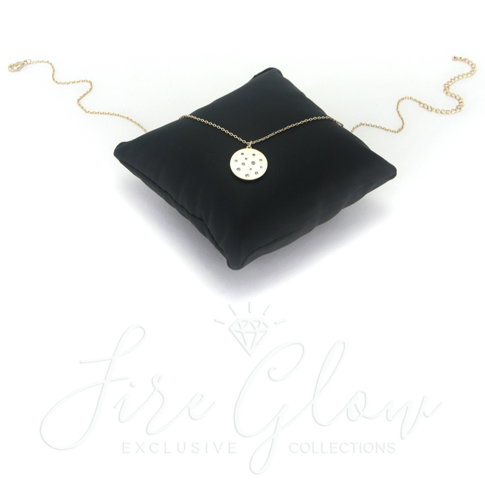 Gold Studded Disc Pendant Necklace - Picture 7 of 8